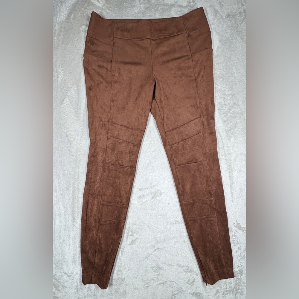 Sundance Luxe Dreams Faux Suede Brown Zipper Moto Boho Leggings Pants Size 12